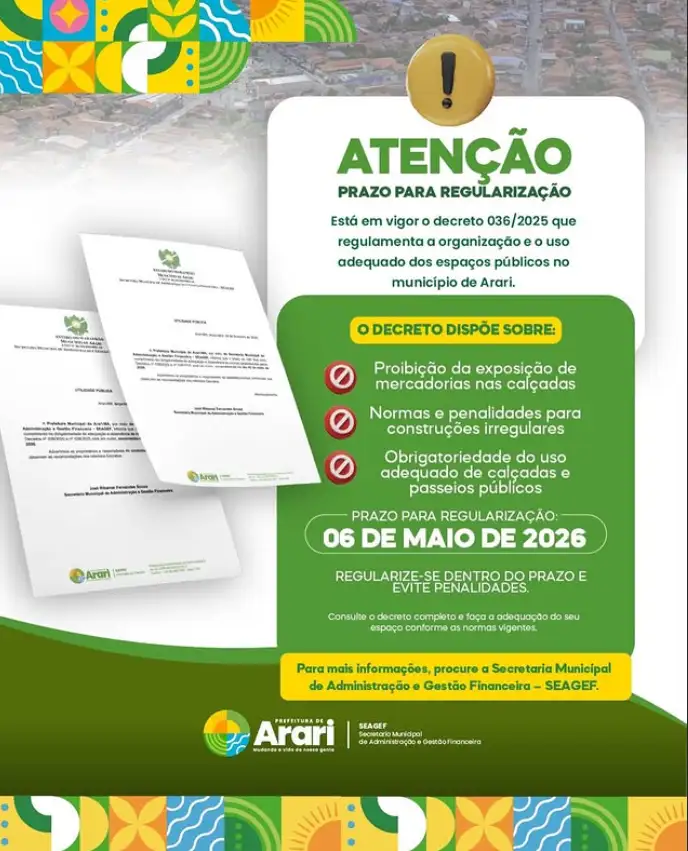 ATENÇÃO – PRAZO PARA REGULARIZAÇÃO