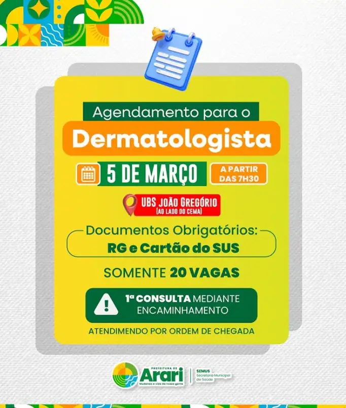 Agendamento para Dermatologista!