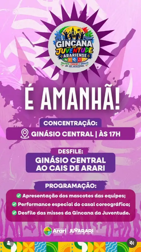 Alô, juventude arariense! É amanhã!