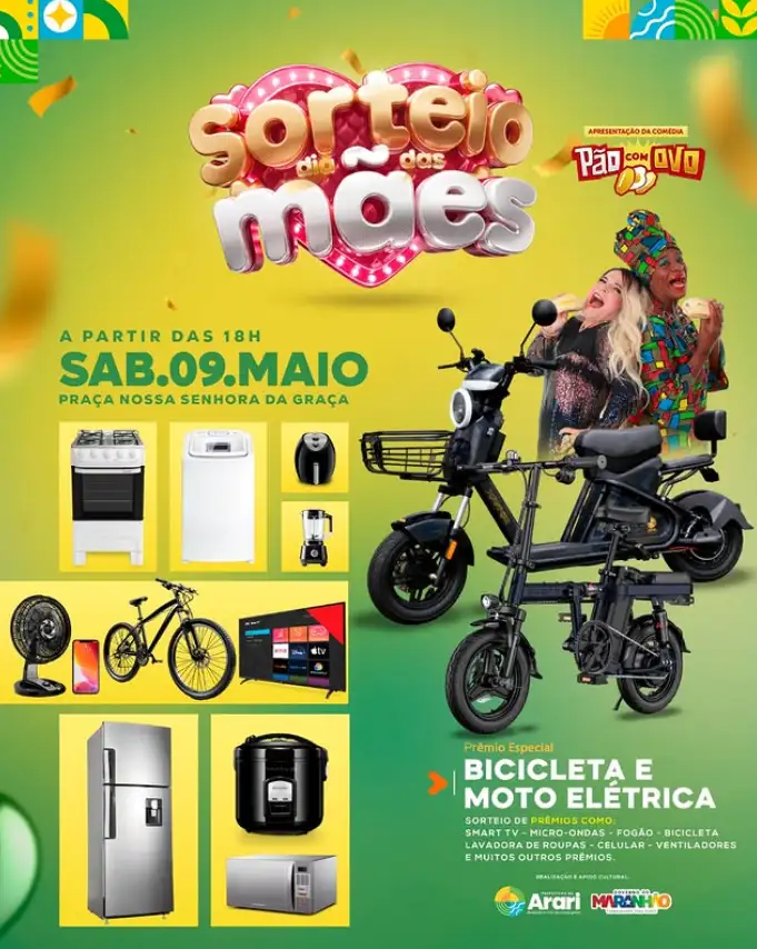 Vem aí o maior sorteio do Dia das Mães de Arari!
